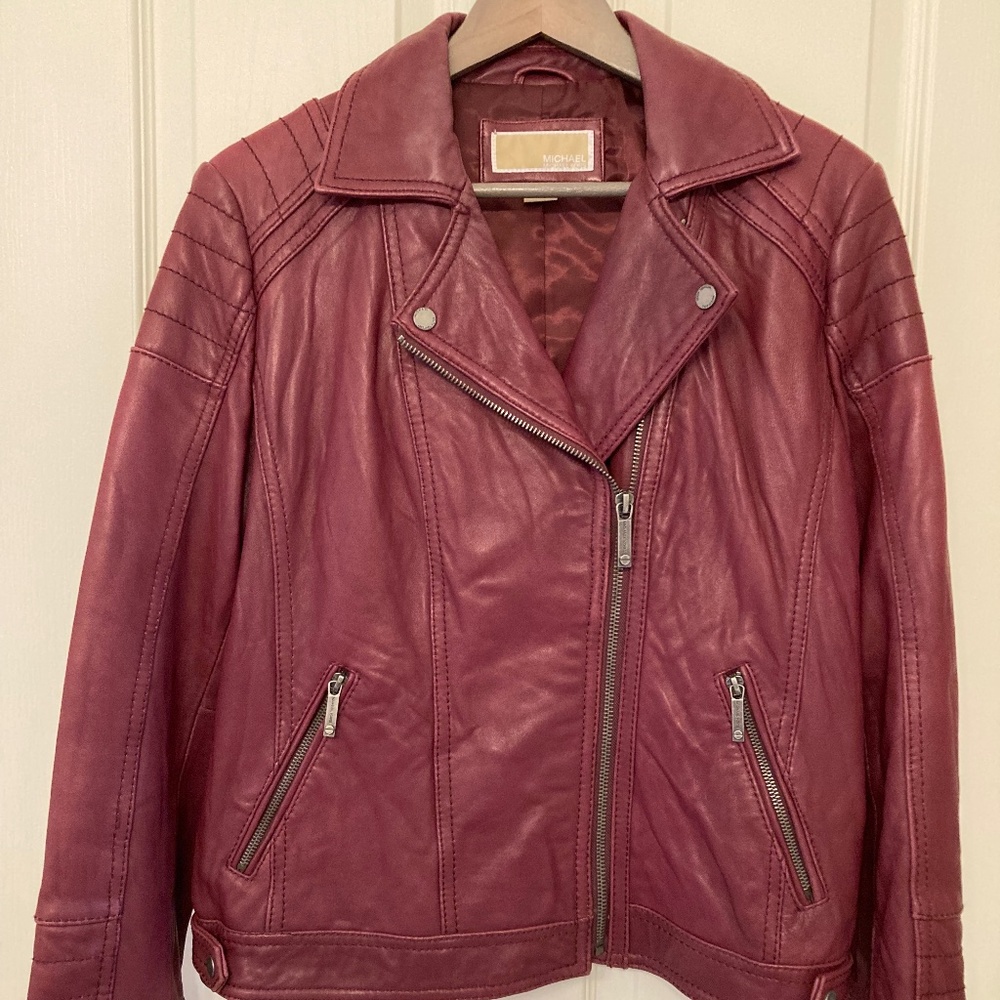 MICHAEL Michael Kors Leather Jacket, Burgandy XL